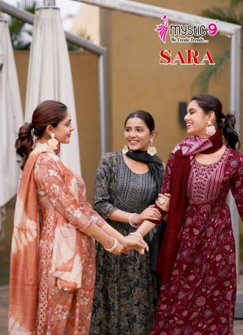 SARA VOL 15 BY MYSTIC 9 DESIGNER RAYON CAPSULE NAYRA CUT SALWAR SUIT WHOLESALER IN INDIA